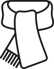 Simple vector outline illustration showing long warm scarf tied neatly around neck perfect accessory for staying comfortable during chilly seasons