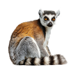 Fototapeta premium Ring tailed lemur sitting on a transparent background