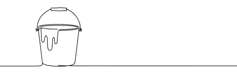 A continuous one-line drawing of a paint bucket, representing painting, home improvement, and creativity