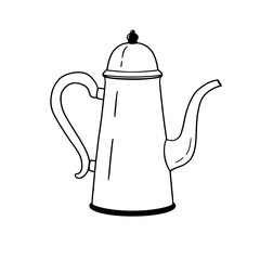 Vintage Coffee Pot Hand Drawn Vector Illustration