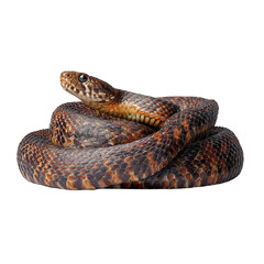 Fototapeta premium Coiled snake looking up on transparent background