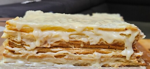 Puff pastry layers with custard