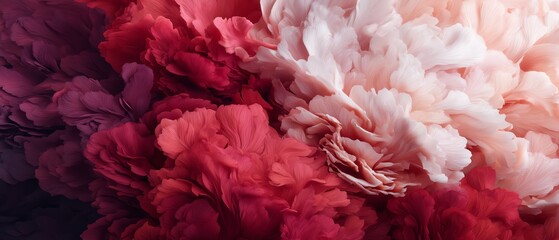 Abstract digital art blending coral, rose, and crimson, natural glow, color gradient concept