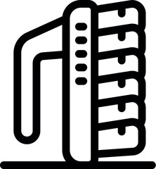 Electric iron with temperature control buttons, a simple black and white icon