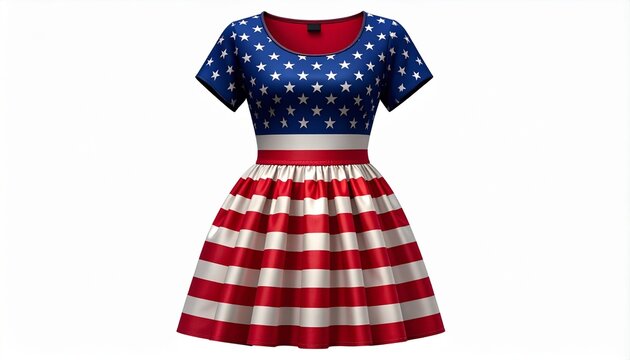 American flag dress with stars and stripes, patriotic fashion… - Powered by Adobe