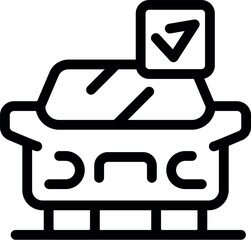 Car windshield passing quality control test with check mark icon, ensuring safety and reliability