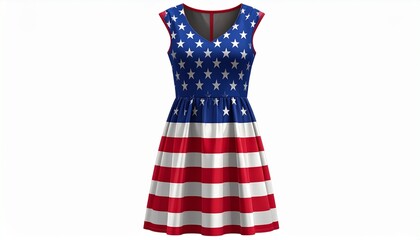 American flag dress with stars and stripes, patriotic fashion…