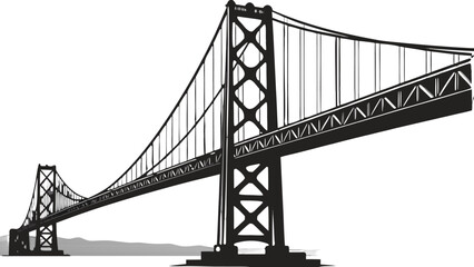 San Francisco black Gate Bridge, detailed design, isolated clean vector artwork.