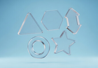 Frosted glass shapes 3d rendered morphism