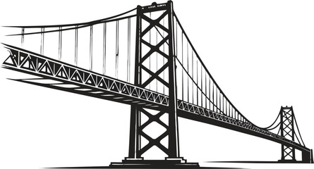 Black Gate Bridge structure, famous San Francisco landmark, isolated vector.