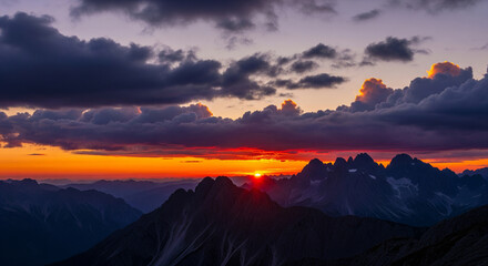 Sunset Over Mountain Peaks