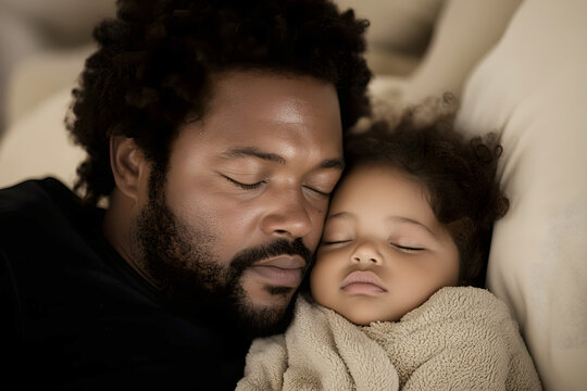 Father and his child peacefully sleeping together,wrapped in warmth and comfort,concept of parental love,family bond,trust, fatherhood,emotional connection,peaceful rest,unconditional love,protection