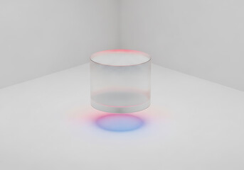 Frosted glass morphism 3d render with subtle color gradient