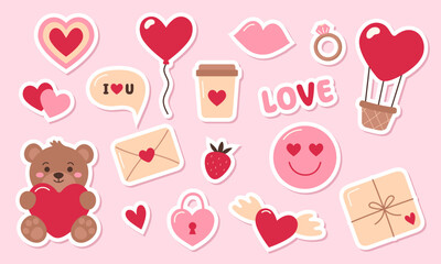 Set of Valentine's Day stickers
