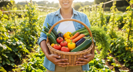 Woman Holding Freshly Harvested Vegetables