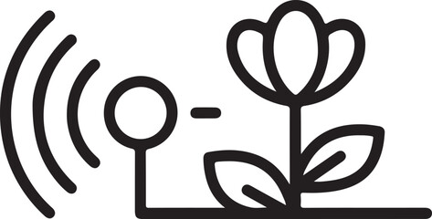 Wireless plant sensor flower outline drawing illustration smart agriculture technology remote farming monitoring internet of things device