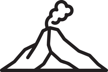 Volcanic eruption black line drawing illustration simple natural disaster silhouette outline drawing geological landscape danger zone