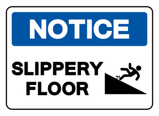Notice Slippery Floor Symbol Sign,Vector Illustration, Isolate On White Background Label. EPS10
