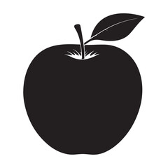 Black color apple silhouette vector illustration