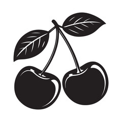 Black color cherry silhouette vector illustration