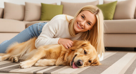 Woman and Golden Retriever