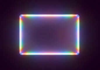 Frosted glass morphism abstract 3d render with neon glow