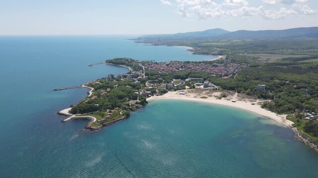 Aerial view of Black Sea Coast near Atliman Beach and Kiten, Burgas Region, Bulgaria 