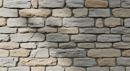 Fototapeta premium Realistic stone wall wallpaper with detailed texture and soft cinematic lighting, designed for podcast backgrounds, studios, and desktop wallpapers