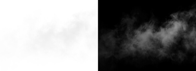Fog effect on a split background, white on the left and black on the right isolated on transparent background