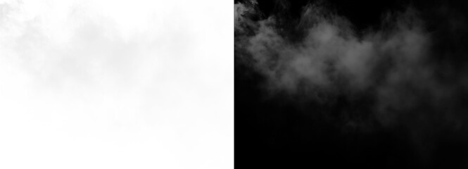 Smoke or Fog effect on white and black background, a visually striking contrast isolated on transparent background