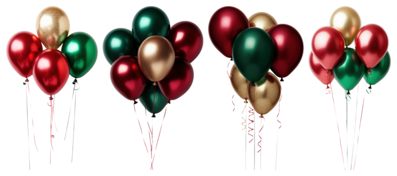 PNG Festive colorful balloons celebration, element set on transparent background