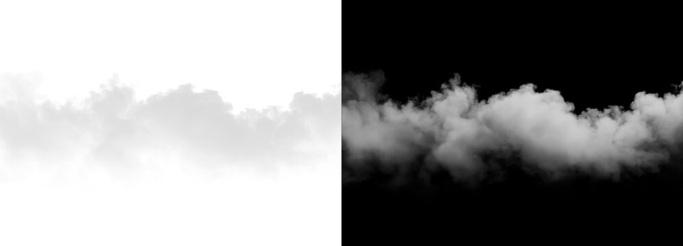 Smoke fog effect on white and black background for compositing and visual effects isolated on transparent background