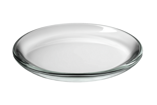 Round Glass Plate for Everyday Kitchen Use Isolated on Transparent Background - Powered by Adobe