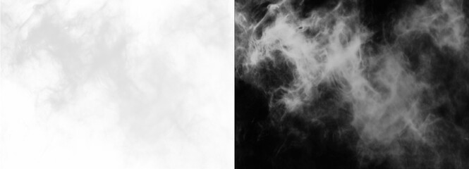 Abstract smoke fog effect on a split background, creating a contrasting atmosphere isolated on transparent background