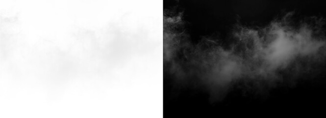 Smoke fog effect with black and transparent background, perfect for overlaying images