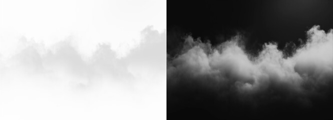 Monochromatic fog float in a stark contrast of light and shadow, creating drama isolated on transparent background