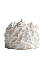 Cake with fluffy white frosting isolated on black