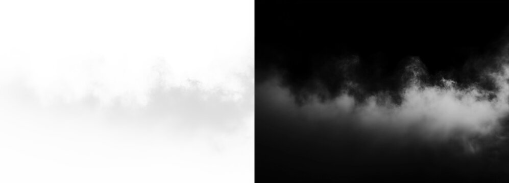 Monochrome fog with contrasting white and black backgrounds, creating an atmospheric effect isolated on transparent background