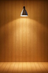 Empty room with vintage wooden wall light and dark wood parquet floor interior design