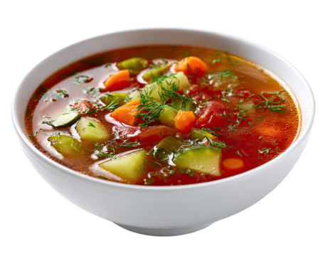 Hearty vegetable soup in a bowl