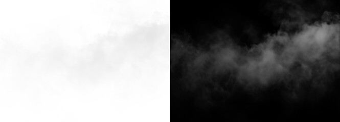 Fog effect on a split white and black background for compositing work isolated on transparent background