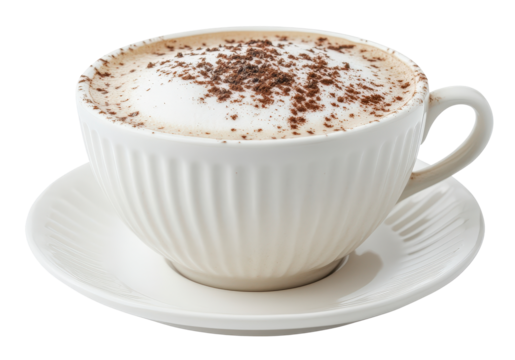 Cappuccino in cup isolated on transparent background, PNG