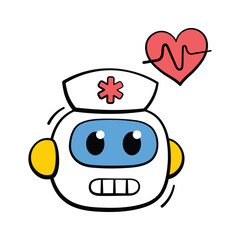 Creatively designed hand drawn icon of medical robot, premium vector