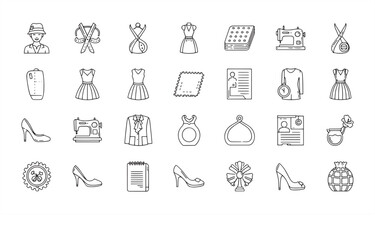 Fashion & Clothing Icon Set &ndash; Apparel, Accessories, Sustainable Wear, and Style Symbols