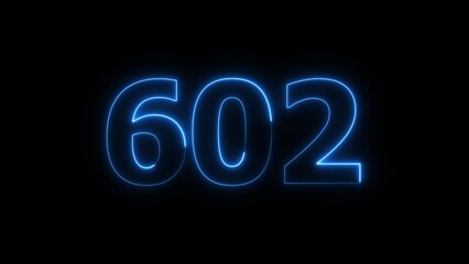 Abstract beautiful blue color neon countdown 602 number icon illustration background.