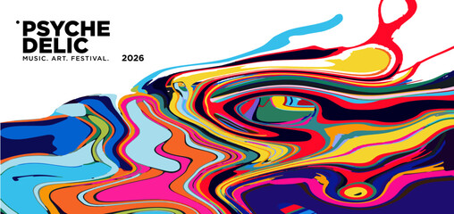 Obraz premium Vector of fluid groovy hippie 70s backgrounds. swirl, twirl pattern. Y2k aesthetic. Social Media Stories Template, distorted and Twisted texture in trendy retro psychedelic style for music and art