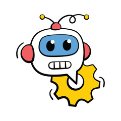Robot symbolizing coding and development of AI technology, modern trendy icon
