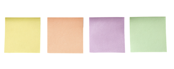 Four pastel squares lined up on a black background