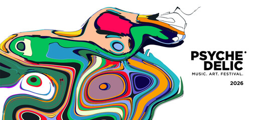 Obraz premium Vector of fluid groovy hippie 70s backgrounds. swirl, twirl pattern. Y2k aesthetic. Social Media Stories Template, distorted and Twisted texture in trendy retro psychedelic style for music and art