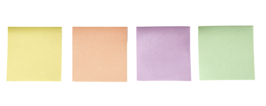 Four pastel squares lined up on a black background